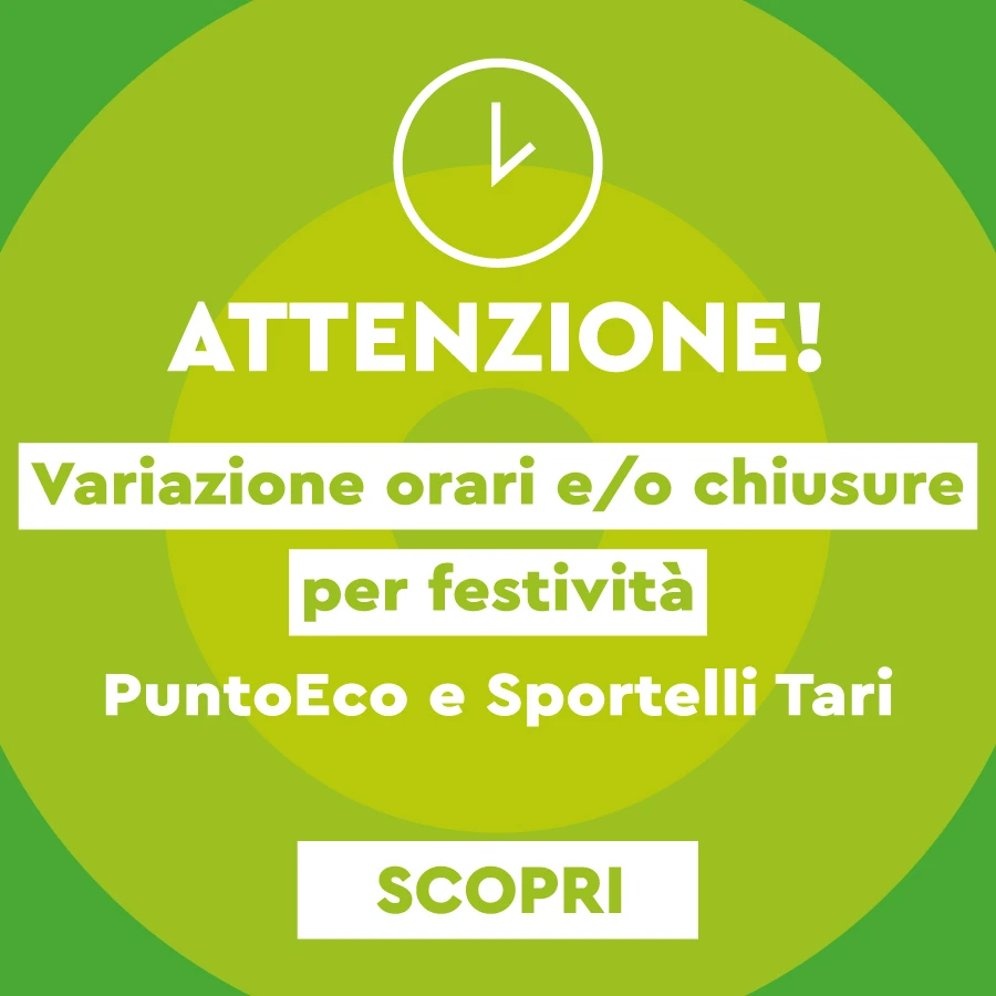 Variazione orari e/o chiusure per festività PuntoEco e Sportelli TARI